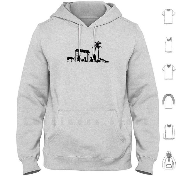 

nativity scene hoodies long sleeve christmas baby jusus men's & sweatshirts, Black