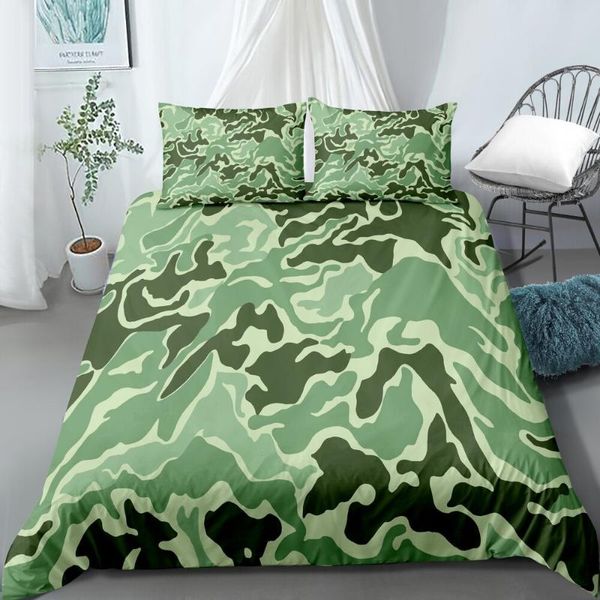 

print duvet cover sets drop 2/3pcs (single1pillowcase) cool boy girl kid camouflage with pillowcase army green no15 bedding