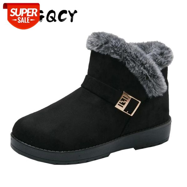 

women snow boots warm short fur plush winter ankle boot platform ladies suede slip-on shoes female comfort warm metal decoration #m95m