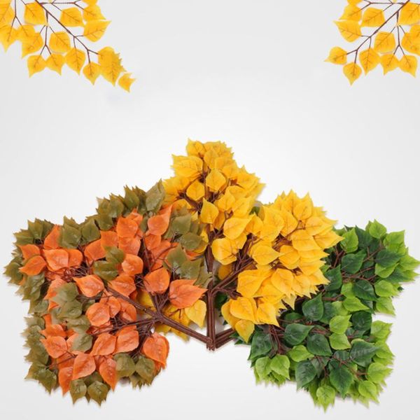

decorative flowers & wreaths 12pcs artificial birch leaf simulation silk cloth green leaves fake flower wedding ornament home garden office