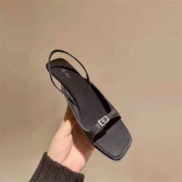 

2021 one button square black the sandals fairy style french holiday row fashion versatile high heels women trend yw z6re