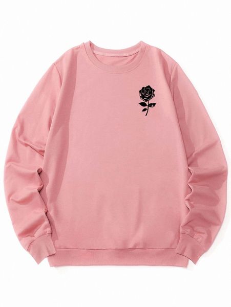 

romwe guys rose graphic sweatshirt g6qc#, Black