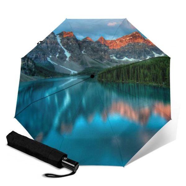 

umbrellas 3 folding fully-automatic umbrella male commercial compact strong windproof 8 ribs gentle outdoor paraguas parapluie
