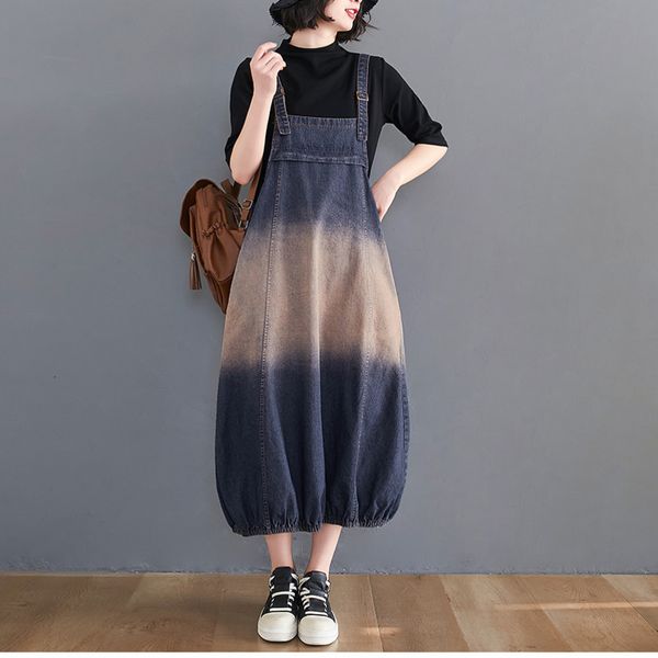 

casual dresses dressed in sleeveless female jeans, gradient style, 2459, casual, loose, vintage, for women, summer 2tli, Black;gray