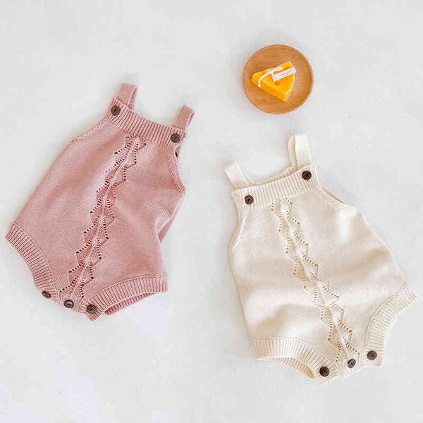 

infant baby girl boy sleeveless rompers jumpsuit knitting braces born girls boys clothes 210429, Blue
