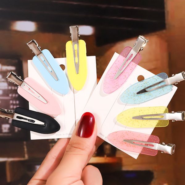 

simple candy color hair clips hairpin makeup clip small duck bobby pins barrettes for women girls fashion jewelry, Golden;silver