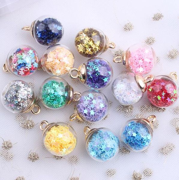 

color transparent star sequin crystal glass ball charms diy handmade earring earrings ear jewelry, Bronze;silver