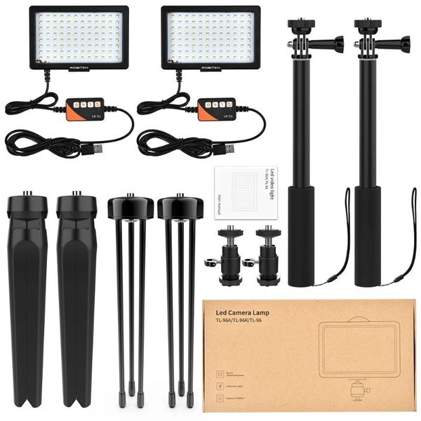 

2-pack 3200k-5600k usb led video light w/tripod stand for tablevideo conference lighting/youtube pography flash heads
