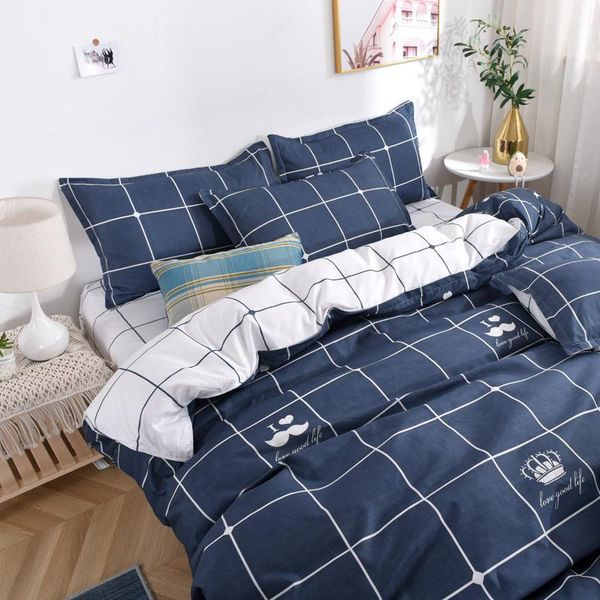 

bedding sets set soft bedspreads blue grid pattern design for double bed comfortable duvet cover quilt and pillowcase oceania