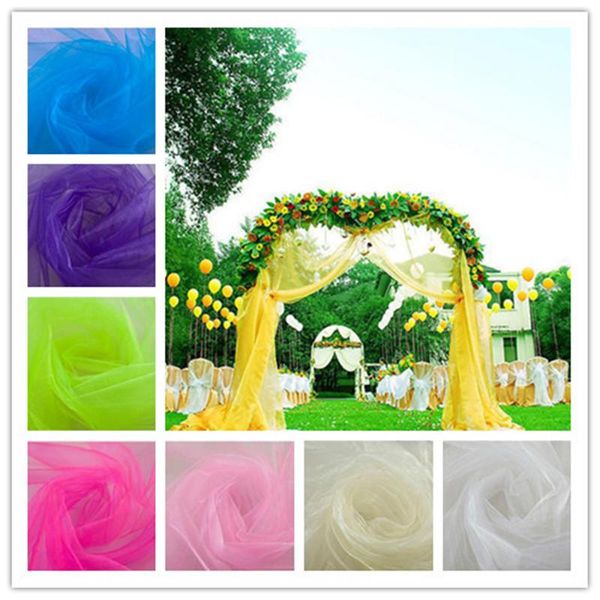 

manual gifts sheer crystal organza tulle roll fabric for wedding party decor year decoration. length 10m width 48cm 5z decorative flowers &