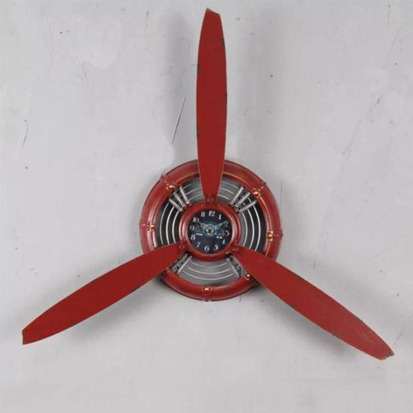 

vintage style industrial air plane propeller metal wall clock mute and hd display aeroplane retro room ornament decor clocks