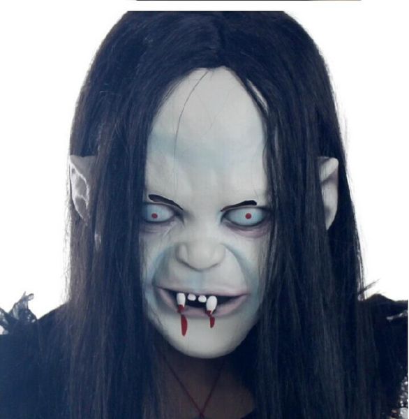 

party masks halloween zombie mask props grudge ghost hedging realistic masquerade long hair scary