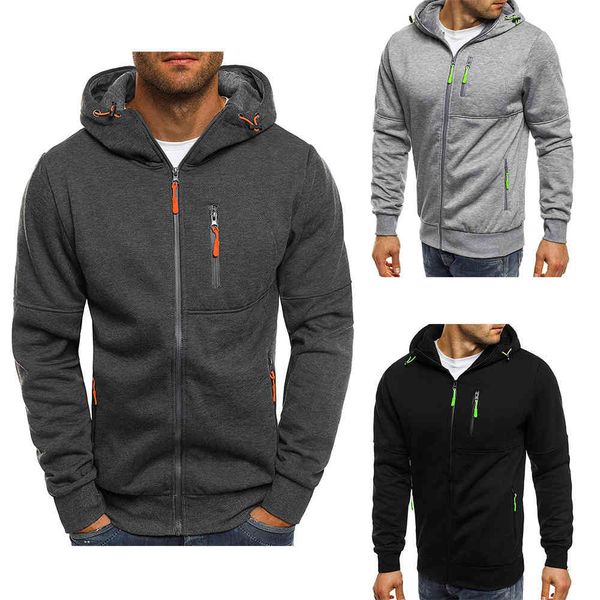 

mens sweater 2021 new men's sports fitness leisure jacquard sweater cardigan hooded jacket, Black