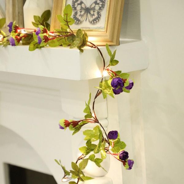 

strings 7.2ft artificial flower rose vine string lights with purple buds and warm white led light home garden party wedding decor