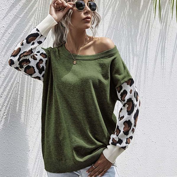 

women's sweaters autumn winter casual solid knitted sweater pullover women leopardpatchwork fullsleeve knitwear jumper female, White;black