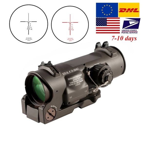 Taktisches Zielfernrohr 1x-4x Festes Dual-Purpose-Zielfernrohr Red Dot beleuchtetes Visier für das Jagdschießen