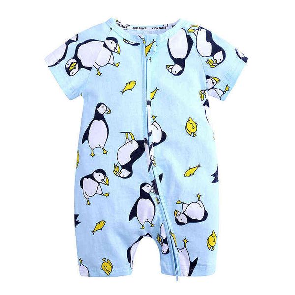 

kids tales brand 2020 new style fruit pattern clothes baby romper short sleeve jumpsuit infant baby boy girl zip sleepsuit g1221, Blue