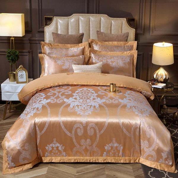 

comforters & sets 30 4pcs bed sheet set european style satin silk and cotton pure four piece golden duvet cover