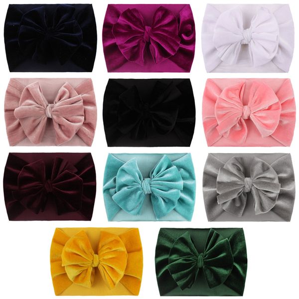 

children hair accessories golden velvet bow wide hairs band fashion baby headband 9193, Slivery;white