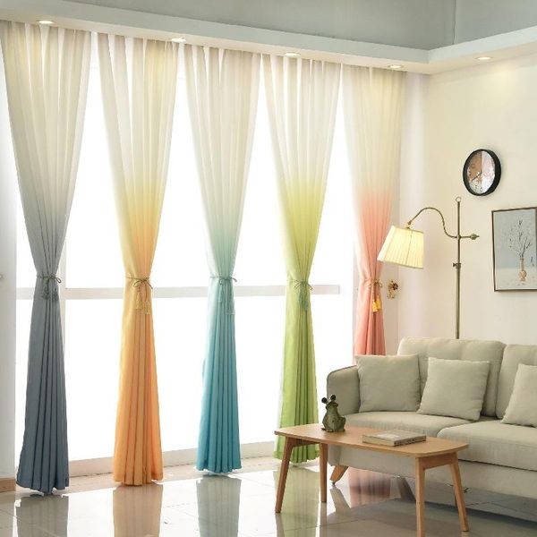 

curtain & drapes high-end thickened terelun yarn gradient color wild window screen for living room bedroom decoration wedding curtains