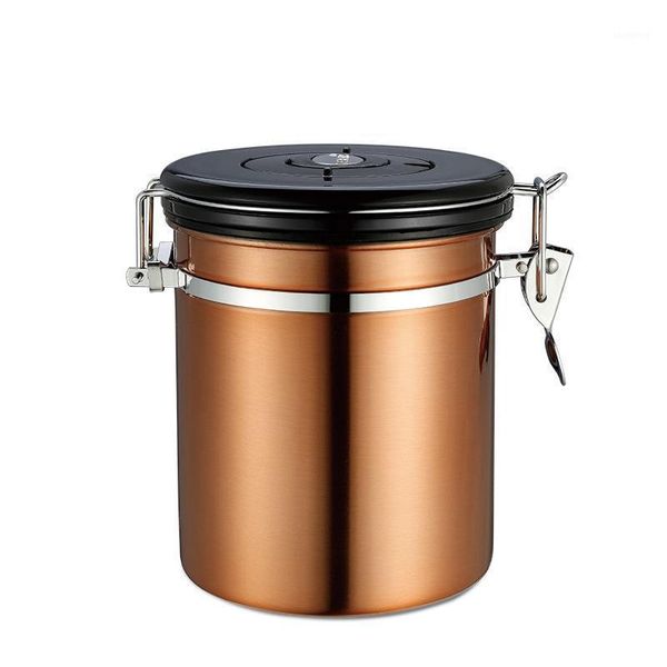 

storage bottles & jars food grade stainless steel coffee bean sealed container with exhaust valve tea can powder tank box