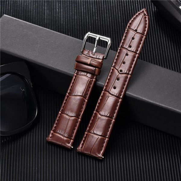 

watch bands embossed men women watchband handmade genuine leather watchbands accessories bamboo pattern straps 16 18 20 22 24mm, Black;brown