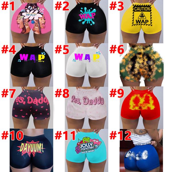 

women's shorts yoga running sports skinny summer butt lift outdoor women short tight cartoon printed s-xxl plus size, White;black