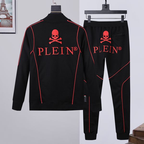 

plein bear mens hoodie jacket trousers crystal skull tracksuit men hoodies casual tracksuits jogger jackets pants sets sporting suit 74183, Gray