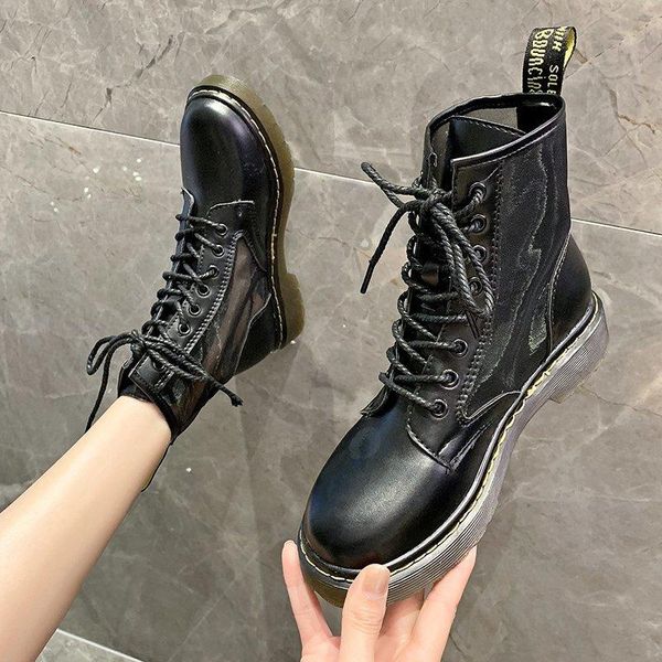 

boots women's are tied with breathable mid-tube thick-bottomed fashion, Black