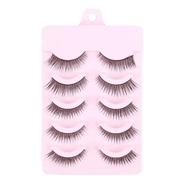 

fake false eyelash lashes natural cross for makeup cosmetic beauty tool fiber extensions 5 pairs handmade eyelashes