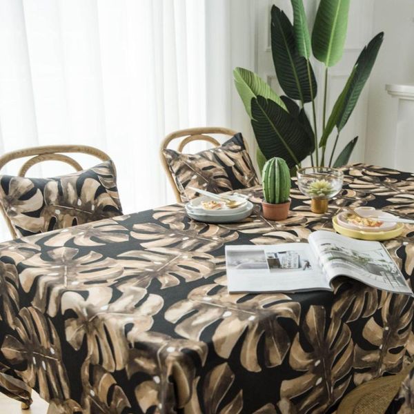 

table cloth monstera cover pastoral background dining tablecloths banquet furniture dustproof tafura