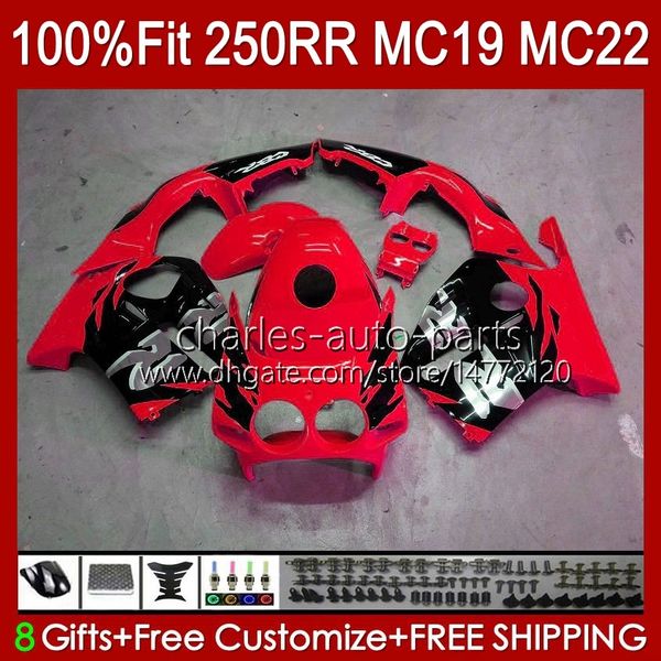 Stampo ad iniezione per HONDA CBR 250RR 250 RR CC 1988 1989 250R CBR 250CC 88 89 Carrozzeria 112HC.161 MC19 88-89 CBR250RR CBR250 RR CC 1988-1989 Kit carenatura OEM rosso lucido nero