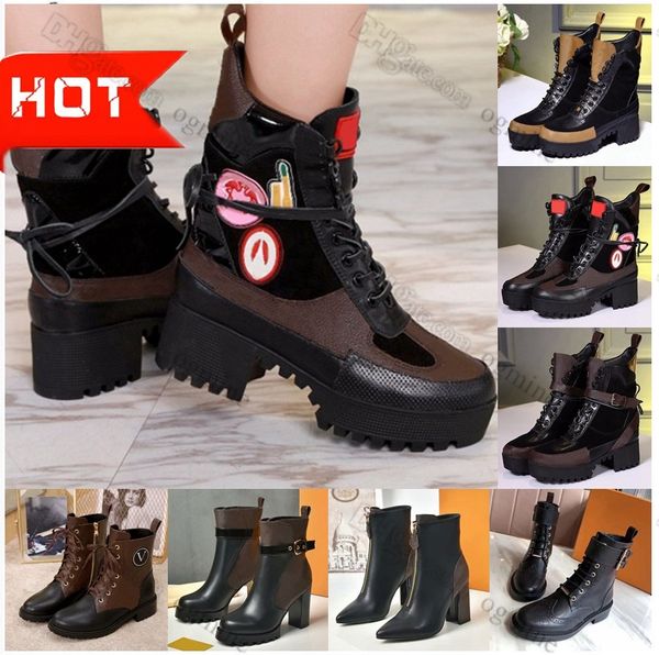 

ace star ankle boot luxury womens designed chunky heel ankles desert women boots old floral luxurys designer lace up martin boots ladys fash, Black