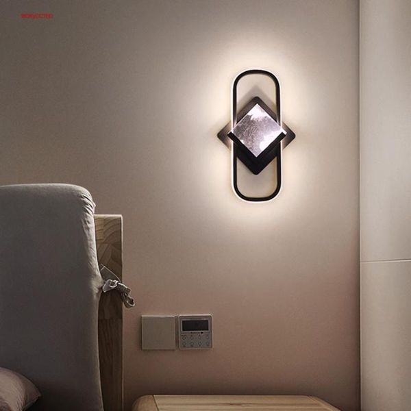 

postmodern geometry acrylic feather black led wall lamp for living room corridor bedroom decorative sconce art light fixtures