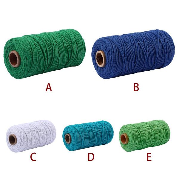 

yarn 1pc macrame cotton cord for wall hanging dream catcher plant rope hangers crafts biodegradable wire 3.5mm x 100m, Black;white