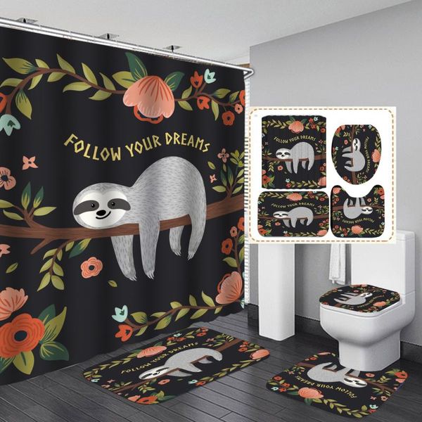 

cute sloth curtain waterproof shower curtains polyester washable home decoration with hook