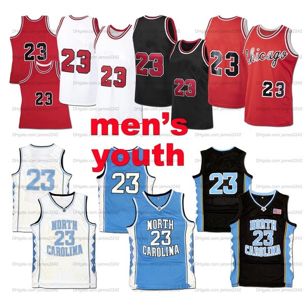 Корабль из США Чикаго MJ Баскетбол Джерси Мужчины Молодежь Дети Трикотажные изделия Сшитые Красный Белый Синий Черный Высочайшее качество