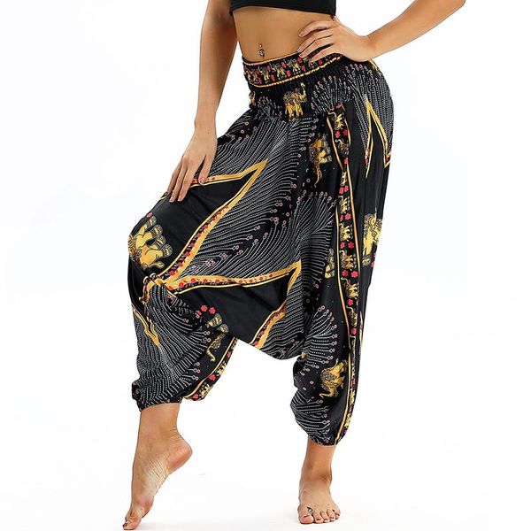 

women's pants & capris women lightweight loose dance digital print european and american fashion casual bloomers, Black;white
