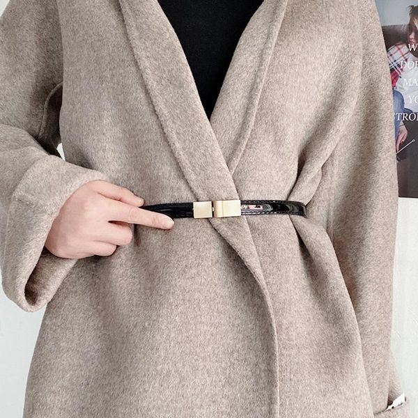 

belts fashion leather thin belt for women metal buckle waist strap designer female dress jeans decoration waistband, Black;brown