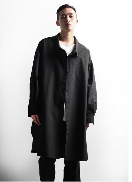 

men's casual shirts shirt hairstylist fashion split jacket long sleeve loose large size, White;black