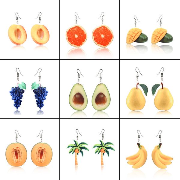 

fashion simple fruit earrings lovely versatile acrylic, Golden