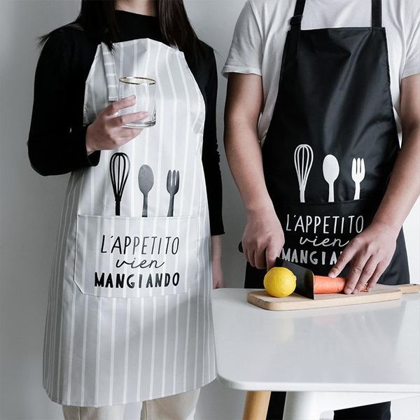 

factory direct selling japanese and korean simple style kitchen apron oil proof knife fork custom logo aprons