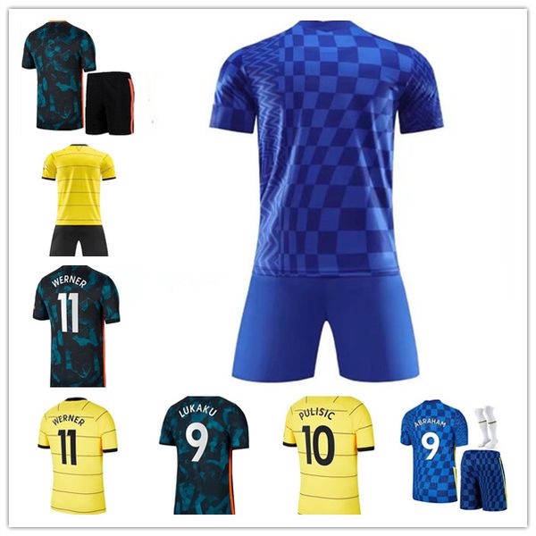 

21 22 abraham werner havertz chilwell ziyech soccer jerseys 2021 2022 pulisic football shirt kante giroud mount men kids maillot de foot, Black;yellow