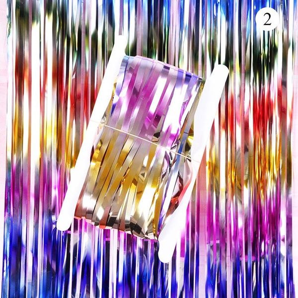 

party decoration safety laser curtain 1*2m rainbow tinsel foil fringe backdrop glitter
