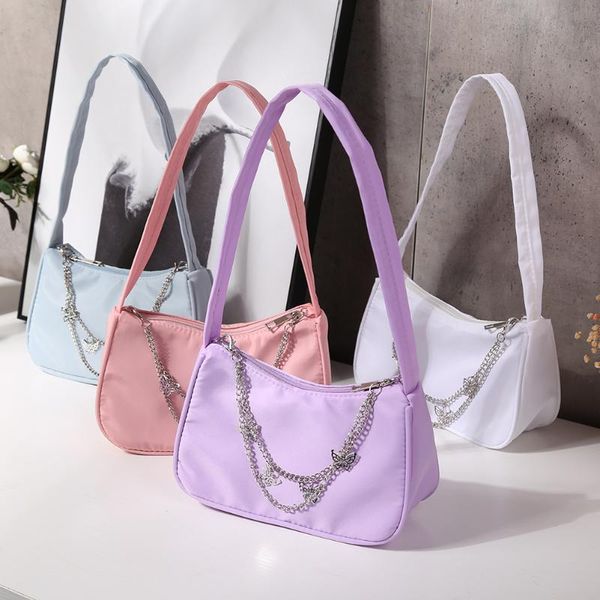 

evening bags fashion hobos for women solid color butterfly chain design shoulder underarm bag casual style female small zipper handbags