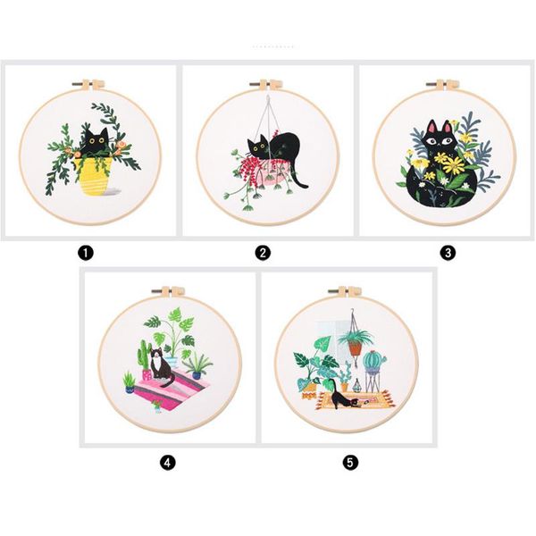 

other arts and crafts diy cat embroidery start kits with hoop for beginner needlework cross stitch set handmade sewing craft art painting de