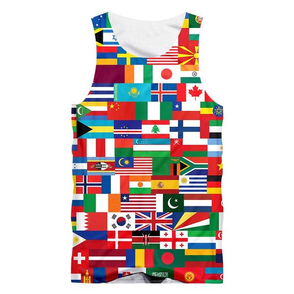

men' tank flag patchwprk eu size 3d-printed funny oversized casual cool summer novelty men' sleeveless vest wholesale, White;black