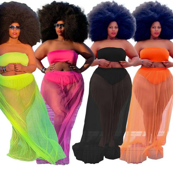

plus size tracksuits two piece set women wholesale summer clothes crop maxi skirt beatch mesh club birthday outfits drop