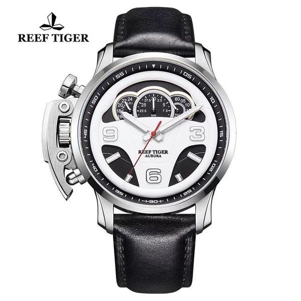 Reef Tiger/RT Top Mens Sport observa o cronógrafo resistente a aço Stop Stop Masculino Rellojes Wristwatches