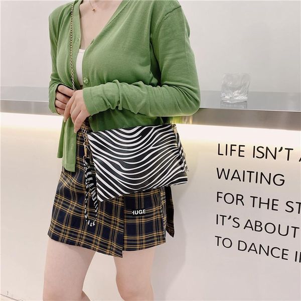 

evening bags all-match ladies shoulder bag fashion cute cow pattern metal chain baguette handbag retro pu leather female crossbody